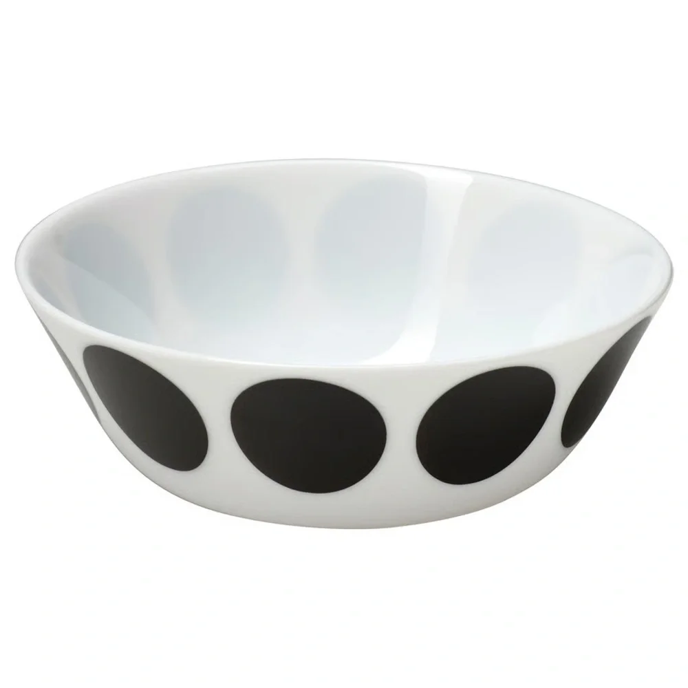 5 piece IKEA White & black Bowl w Black Dot Pattern for cereal soup oatmeal new